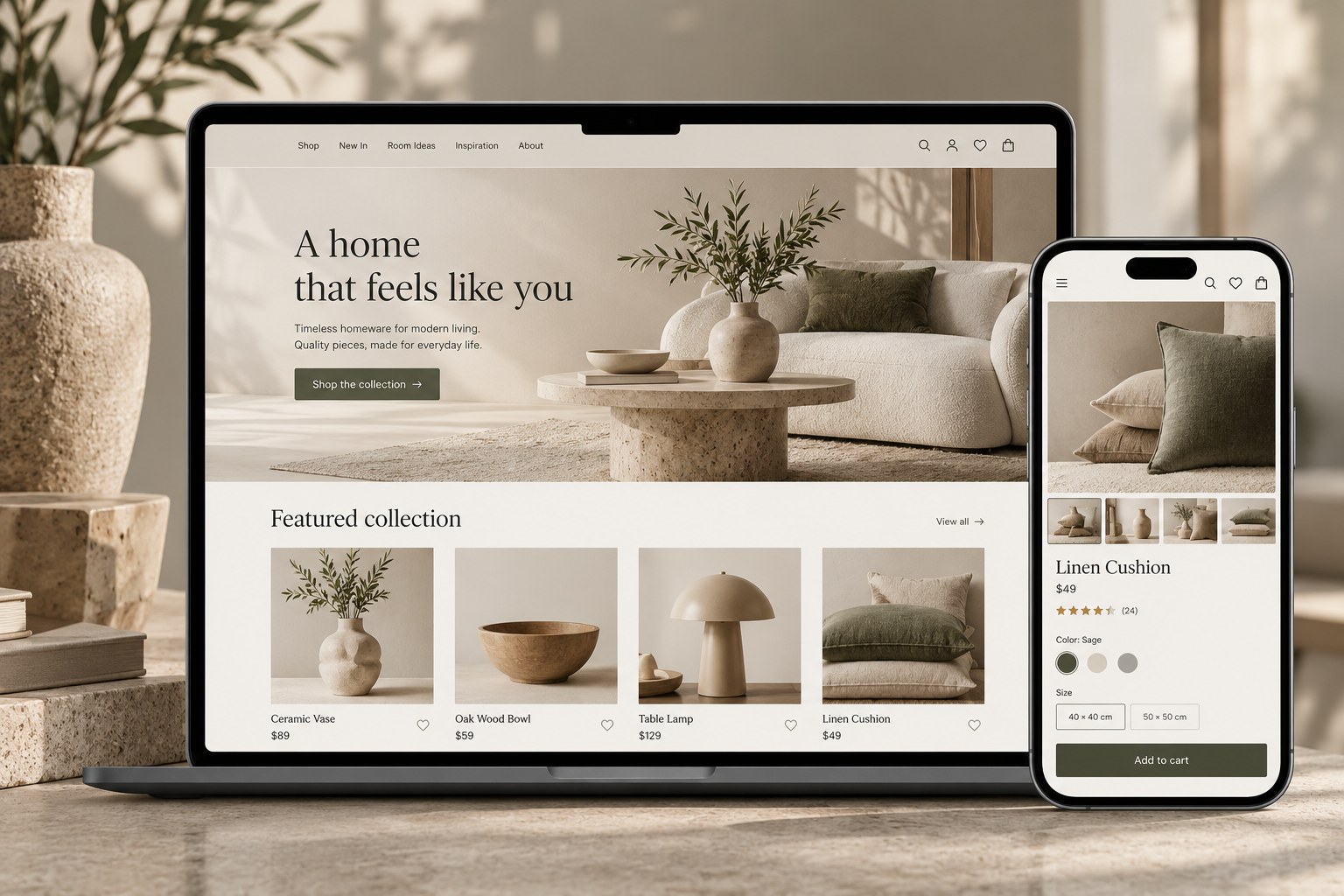 Homeware e-commerce storefront