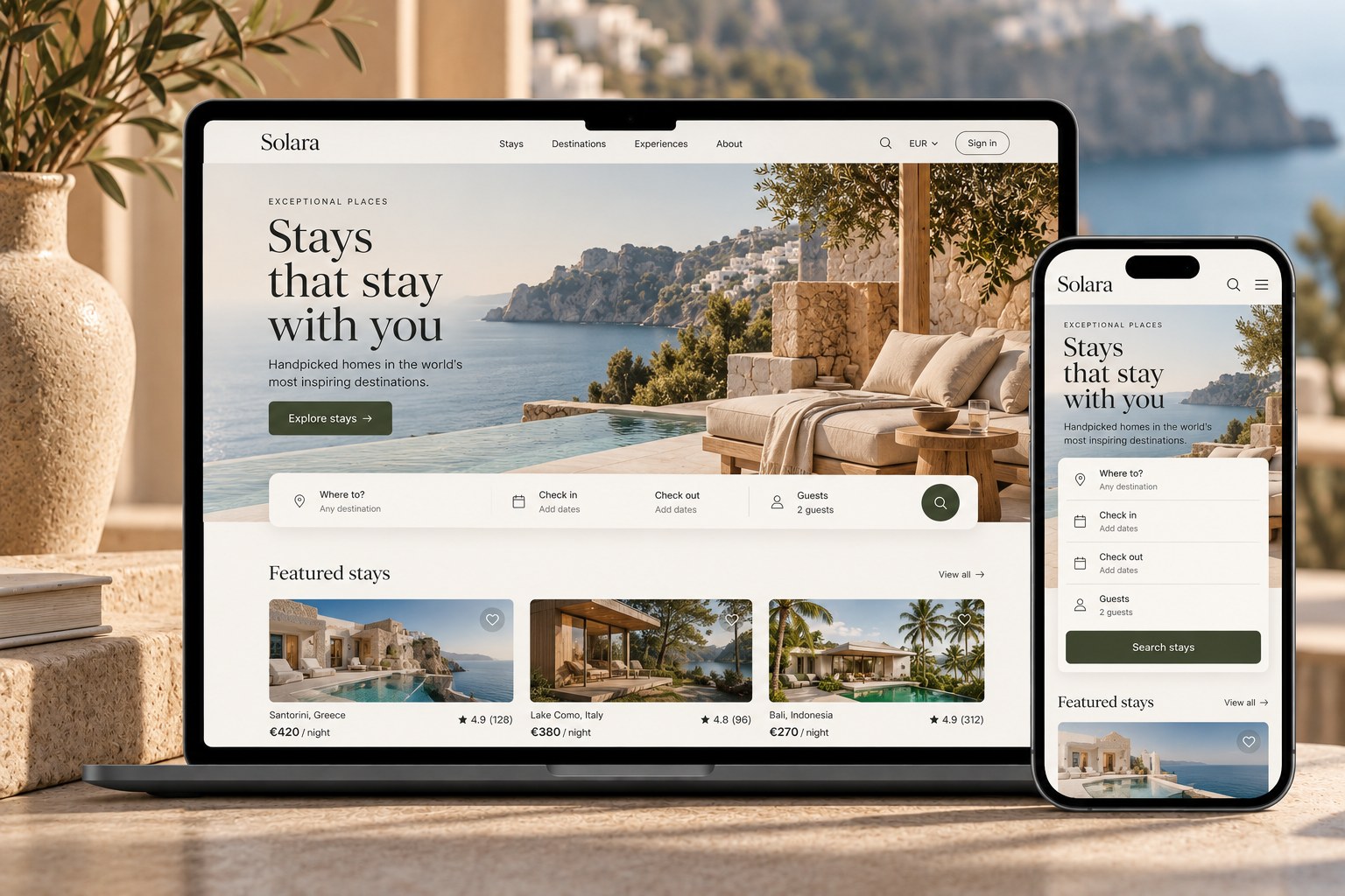 Boutique travel booking site